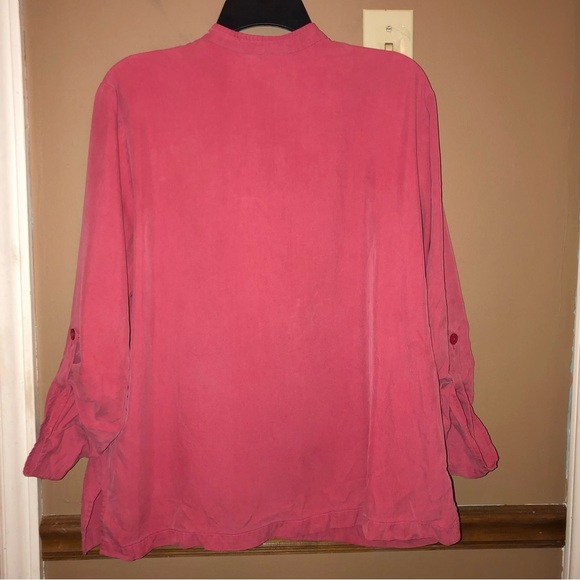 Coldwater Creek 100% Silk Button Front Blouse Red Large - Picture 2 of 8